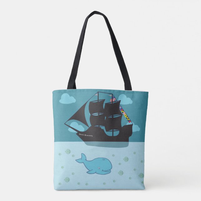 Tote Bag with Melville Tall Ship and Squirt Logo (Back)