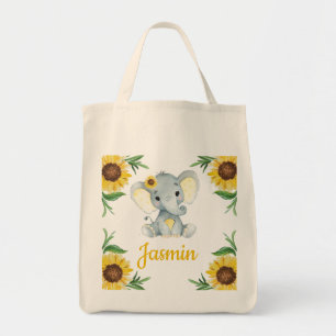 Tote Bag with Sunflower, name Elephant