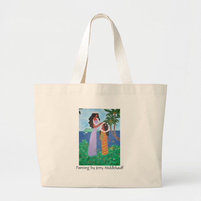 Tote bag with Tahitian Mom and Daughter (Front)