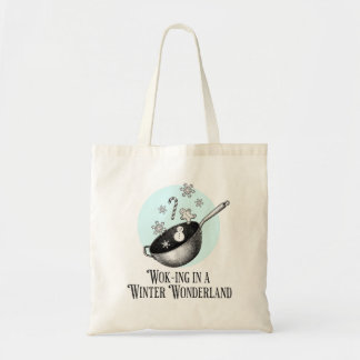 Tote Bag Wok Walking in a Winter Wonderland punny bag