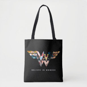 Tote Bag Wonder Woman "Believe In Wonder" Logo Collage