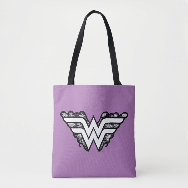 Tote Bag Wonder Woman Black Lace Logo (Devant)