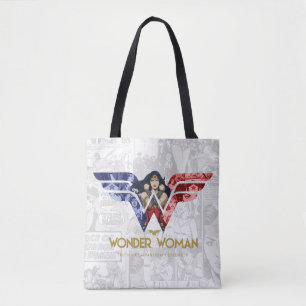 Tote Bag Wonder Woman Crossed Arms dans le logo collage