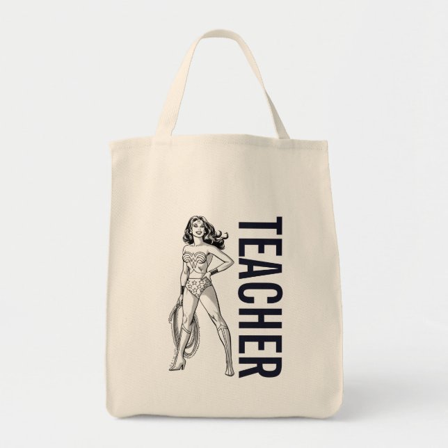 Tote Bag Wonder Woman Pose noir & blanc (Devant)