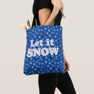 Tote Bag Word Art - Laisser neiger avec Arrière - plan neig