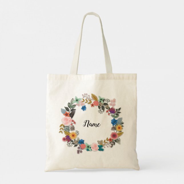 TOTE BAG WREATH FLORALE FOURRE-TOUT PERSONNALISÉE (Dos)
