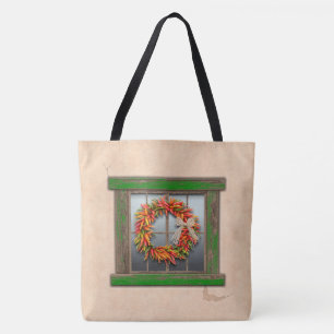 Tote Bag Wreath sud-ouest du Chili sur la fenêtre en bois v