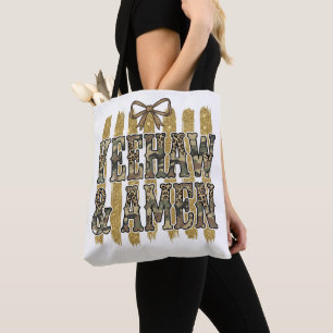 Tote Bag Yeehaw Amen Cowgirl chrétienne sud-ouest américain