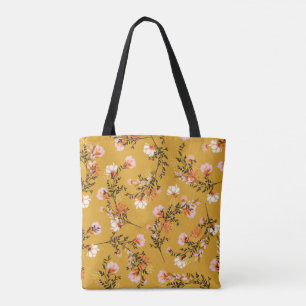 Tote Bag Yellow background flowers