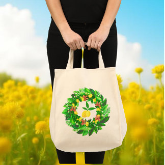 Tote Bag Yellow Lemon Wreath
