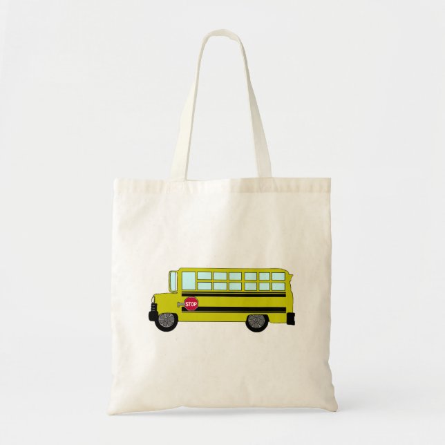 Tote Bag Yellow School Bus with Stop Sign (Devant)