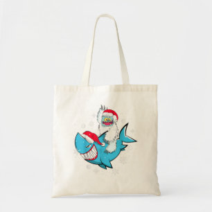 Tote Bag Yeti To Party Shark Santa Chapeau de Noël Pajama X
