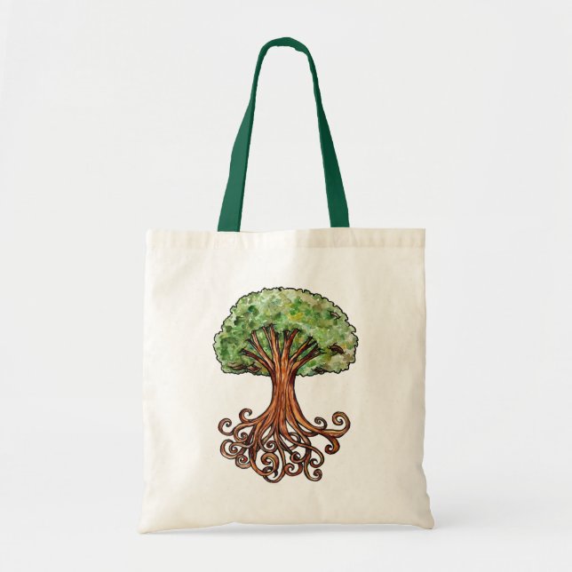 Tote Bag Yggdrasil Arbre Norse Mythologie Aquarelle (Devant)