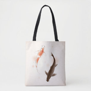 Tote Bag Yin Yang Koi pêche dans la peinture orientale de