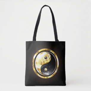 Tote Bag Yin Yang or en noir