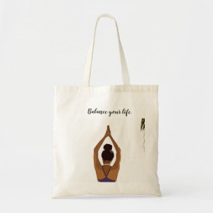 Tote Bag Yoga Équilibrer votre vie femme posant yoga