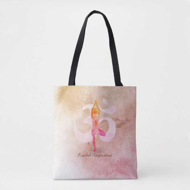 Tote Bag YOGA Instructeur d'aquarelle méditation Pose Om SI (Devant)