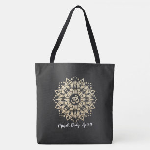 Tote Bag Yoga Méditation Instructeur or Mandala Om Symbole
