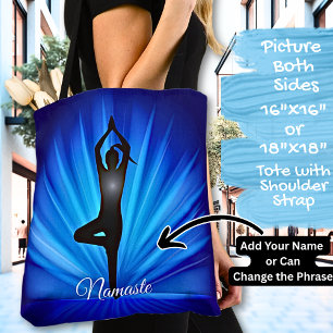 Tote Bag Yoga on Blue Burst - Ajouter un nom ou votre texte