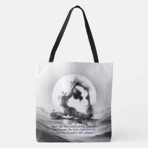 Tote Bag Yoga Reiki à une jambe King Pigeon Pose Aquarelle