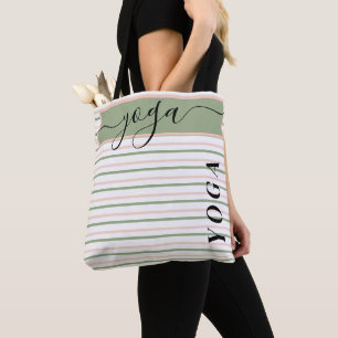 Tote Bag Yoga rose et vert rayures