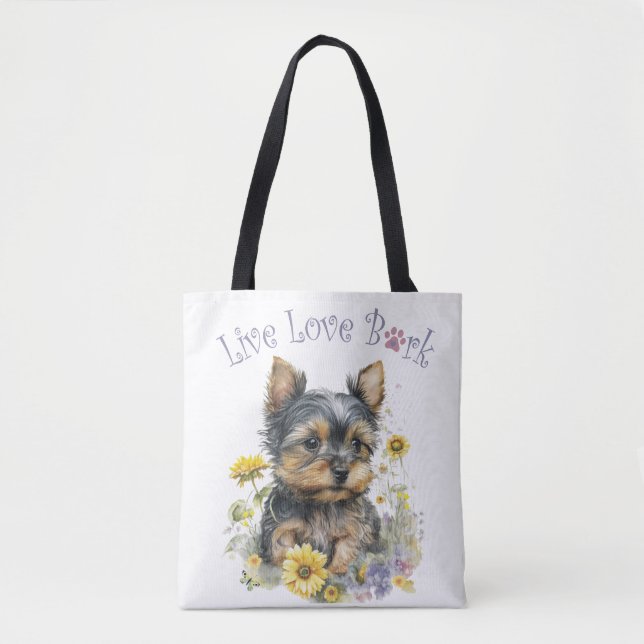 Tote Bag Yorkie Chien Maman Florale (Devant)
