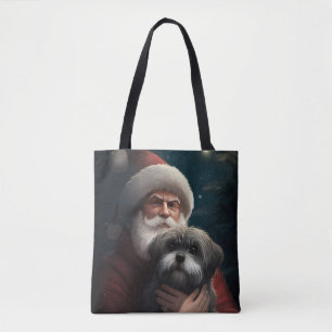 Tote Bag Yorkipoo avec Noël Festif du Père Noël