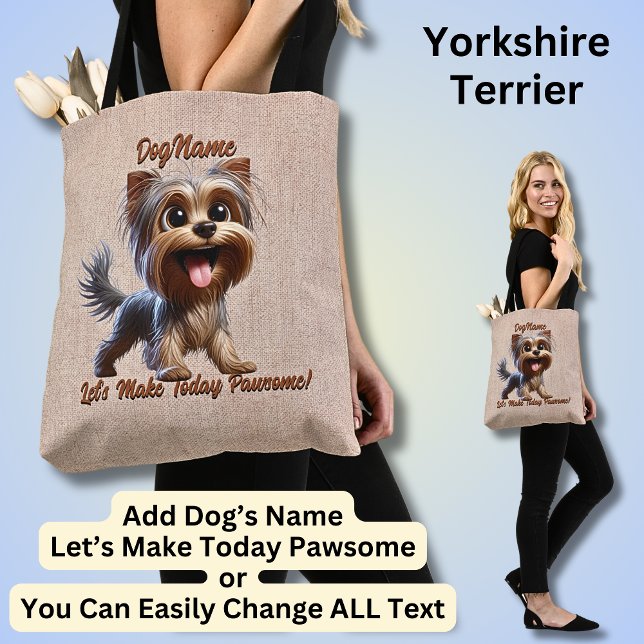 Tote Bag Yorkshire Terrier - Ajouter le nom du chien, modif (Créateur téléchargé)