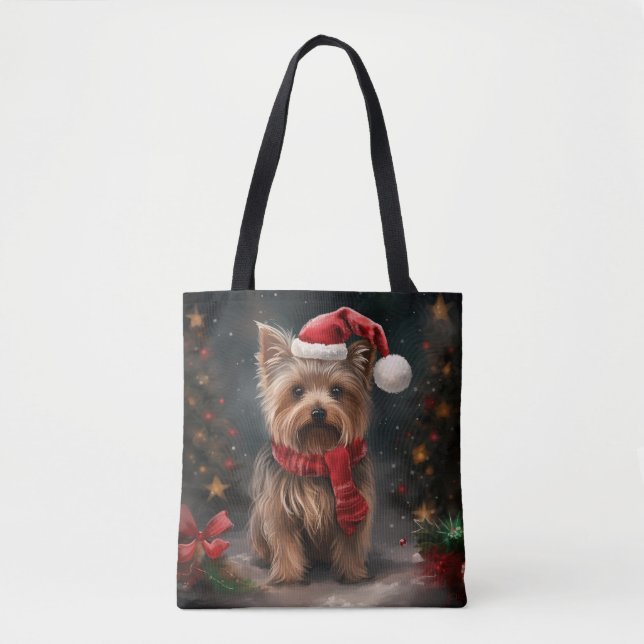 Tote Bag Yorkshire Terrier Dog dans la neige Noël (Devant)