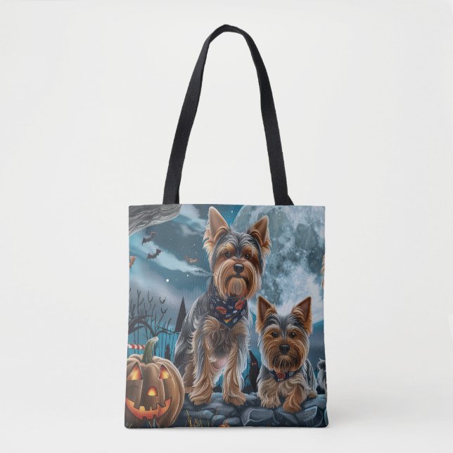 Tote Bag Yorkshire Terrier Halloween Éffrayant (Devant)
