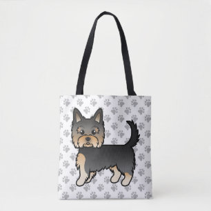 Tote Bag Yorkshire Terrier noir et feu Dessin animé Chien &