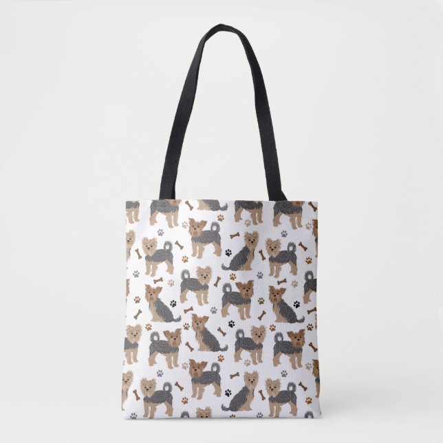 Tote Bag Yorkshire Terrier Paws et Bones Yorkie Chien (Devant)