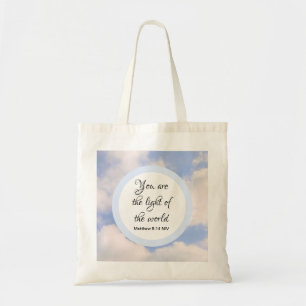 Tote Bag You are the Light of the World Bible Verse Blue
