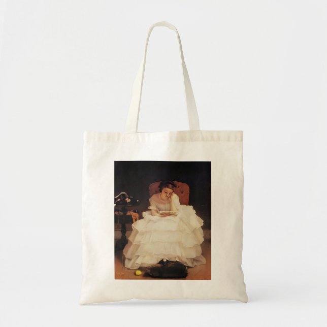 Tote Bag Young Woman Reading Painting (Devant)