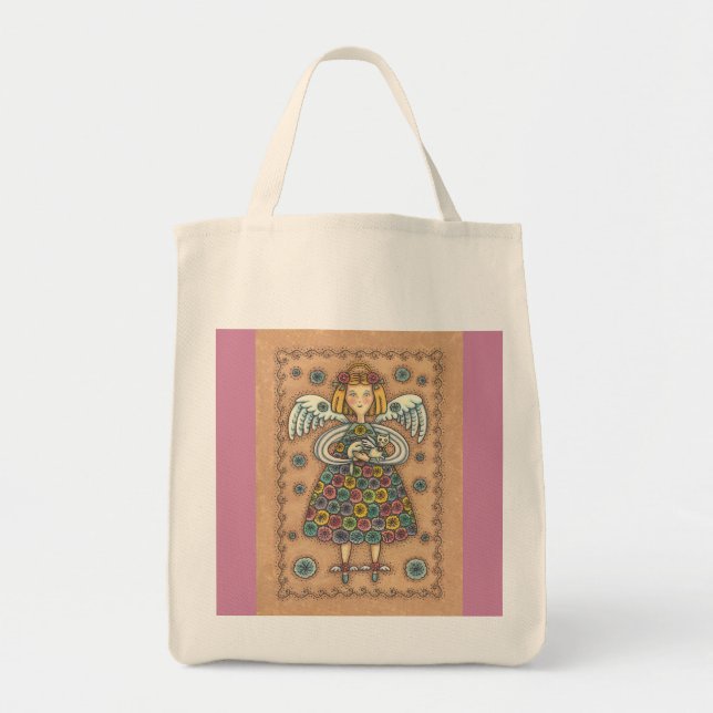 Tote Bag YoYo Quilt Angel GROCERY FOURRE-TOUT (Devant)