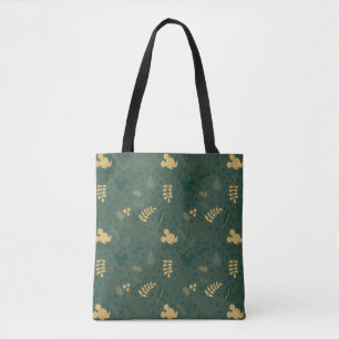 Tote Bag Yuletide Joy   Mickey Green & Gold Holiday Motif