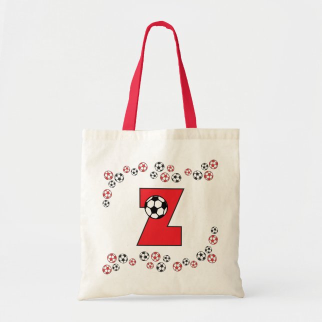 Tote Bag Z dans le monogramme rouge Fourre-tout du football (Devant)