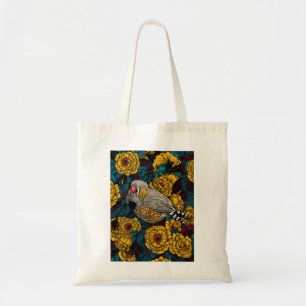 Tote Bag Zebra finch et buisson rose