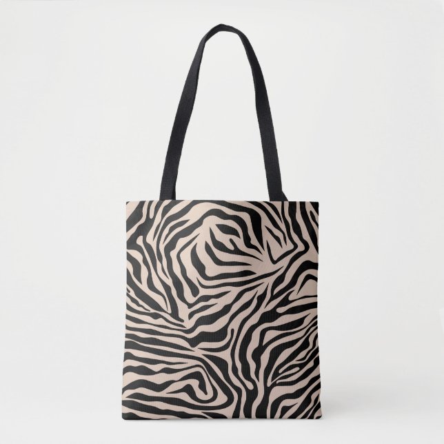 Tote Bag Zebra Stripes crème Beige Black Wild Poster de ani (Devant)