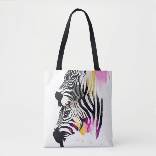 Tote Bag Zebra Wild Nature Animaux Couleurs Art Peinture