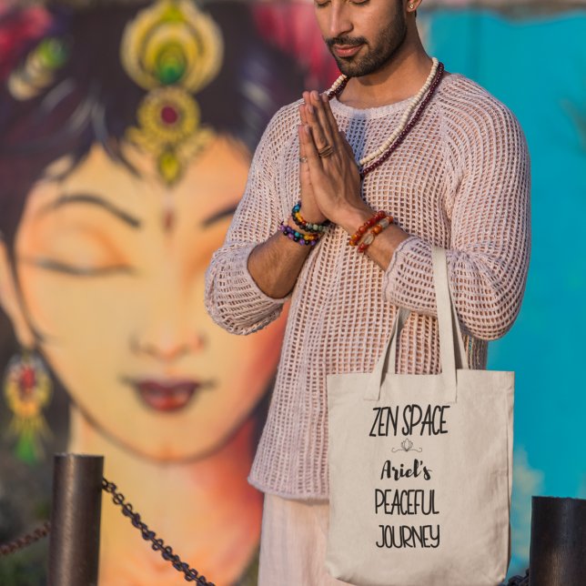 Tote Bag Zen Space Personnalisé Yoga Méditation Boho Cadeau (Embrace the journey to inner peace and shop now to make it uniquely yours!)