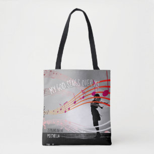 Tote Bag Zephanie 3:17 MON DIEU CHANTE SUR MOI Gray Christi