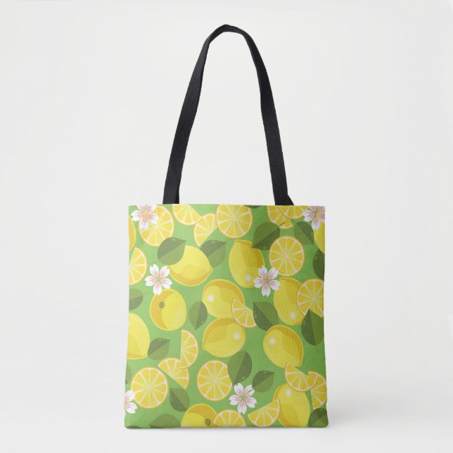 Tote Bag Zesty Lemon : Citrus Motif Delight (Devant)
