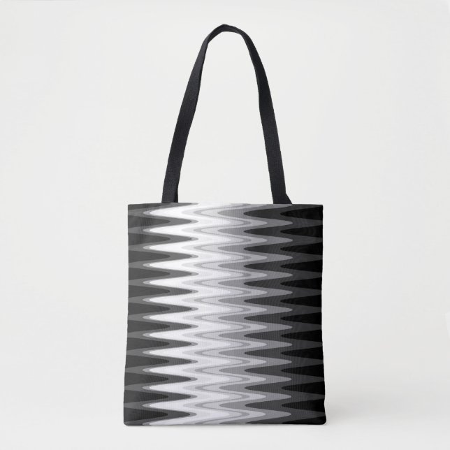 Tote Bag Zig Zag noir blanc gris Motif (Devant)