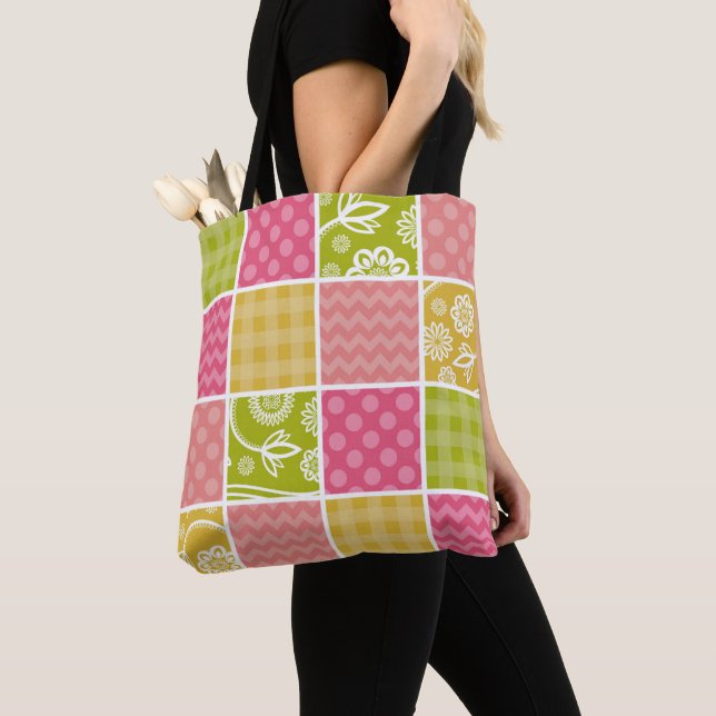 Tote Bag Zigzag, Chevron, Pois, En vichy, Patchwork (De près)