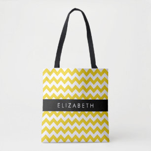 Tote Bag Zigzag Jaune, Chevron Jaune, Votre Nom