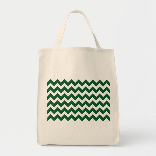 Tote Bag Zigzag vert et blanc (Devant)