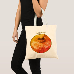 Tote Bag Zinnia Daisy Fleur Vintage Sepia Personnalisé