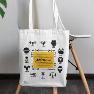 Tote Bag Zodiaque Indien Géométrique - 12 Signes sous Forme