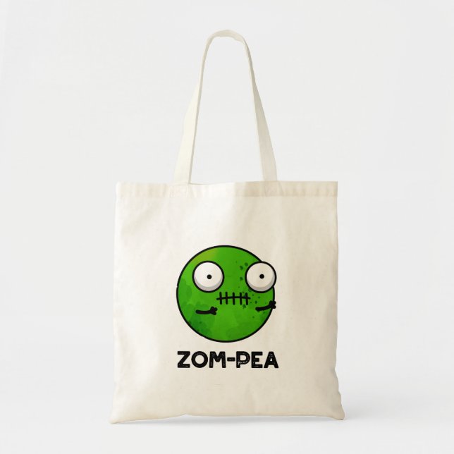Tote Bag Zom-pea Drôle Halloween Zombie Pea Pun (Devant)